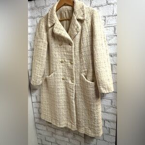Vintage Women’s Tweed Long Double Breasted Teddy Jacket